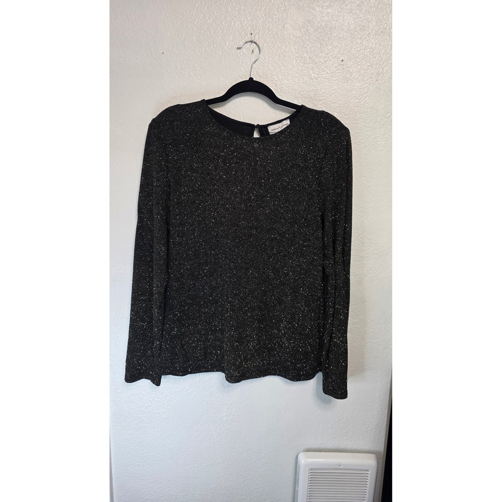 Gibson Latimer Sparkle Knit Top Womens XL Black Gold New With Tags